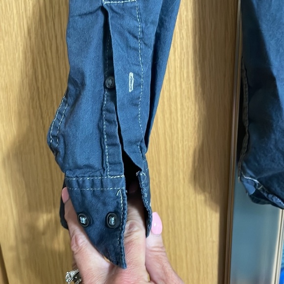 Wrangler button up long sleeve blue Western shirt size Small 2 chest pockets - Picture 6 of 9